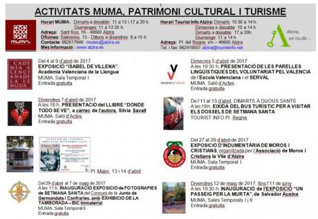 Actividades Museo Municipal de Alzira (Muma), patrimonio cultural y turismo