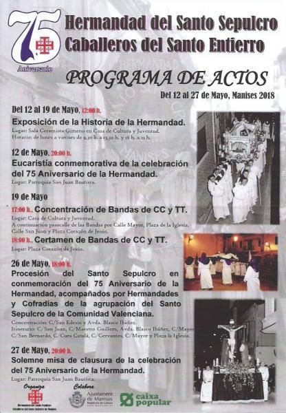 75 Aniversario Hermandad Santo Sepulcro. Manises 2018.