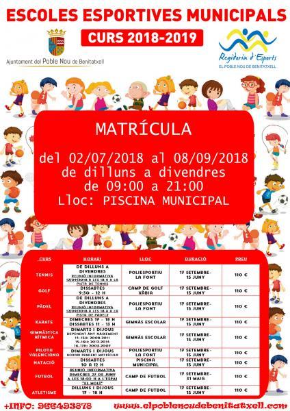 Escuelas deportivas municipales. Curso 2018-2019
