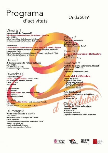 FESTIVIDAD DEL NOU D'OCTUBRE, ONDA 2019