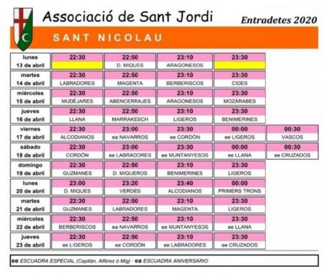 Calendario 'Entradetes' 2020